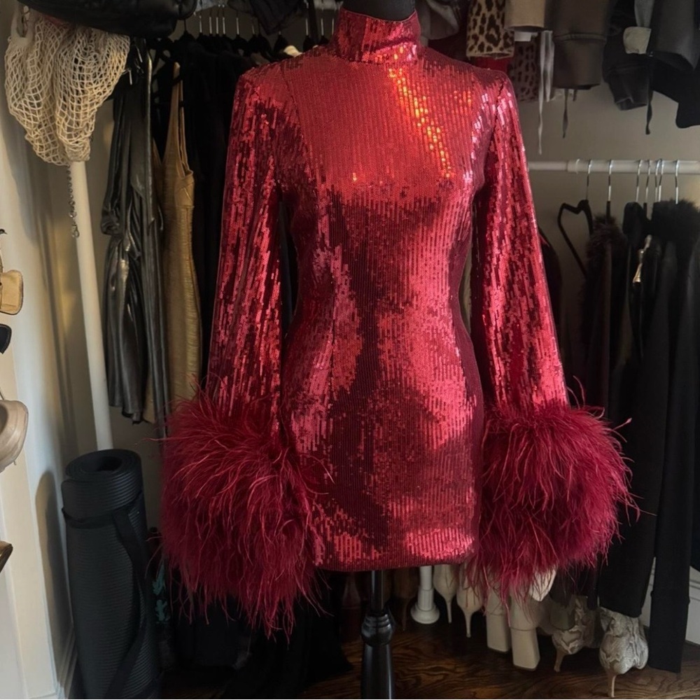 Club L London Red Sequin Mini Dress